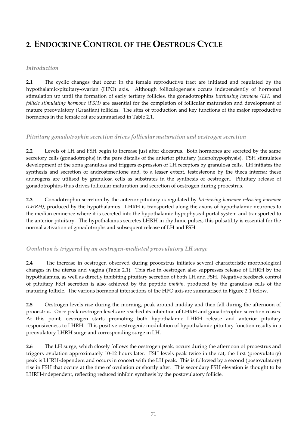 2. Endocrine Control of the Oestrous Cycle