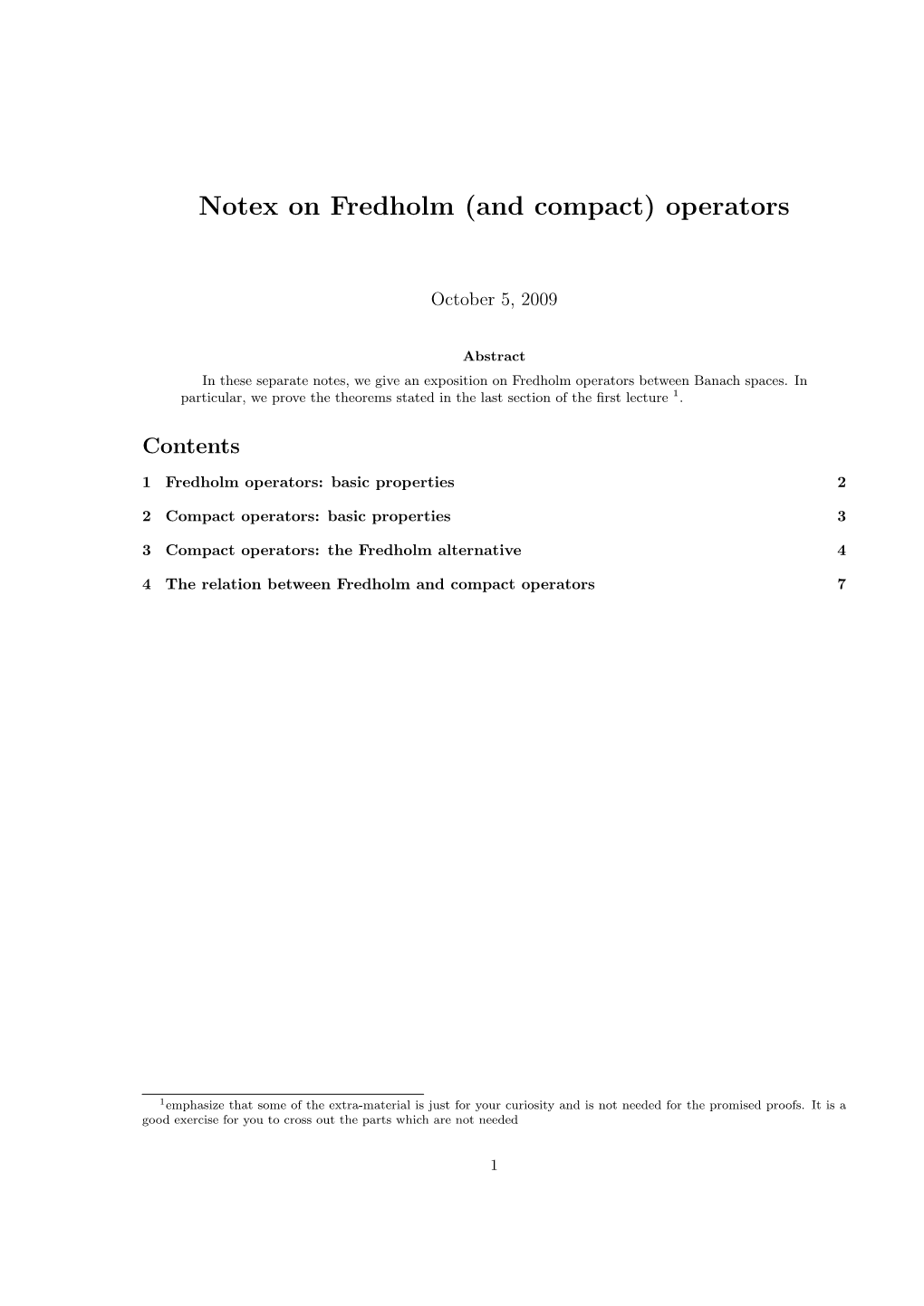 Notex on Fredholm (And Compact) Operators