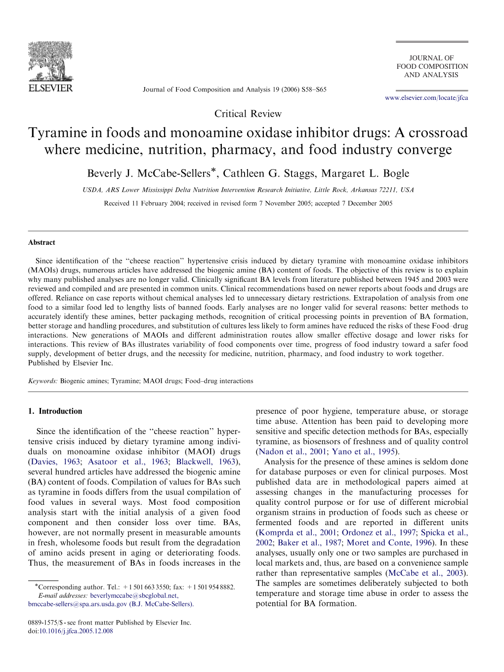 Tyramine in Foods and Monoamine Oxidase Inhibitor Drugs: a Crossroad Where Medicine, Nutrition, Pharmacy, and Food Industry Converge