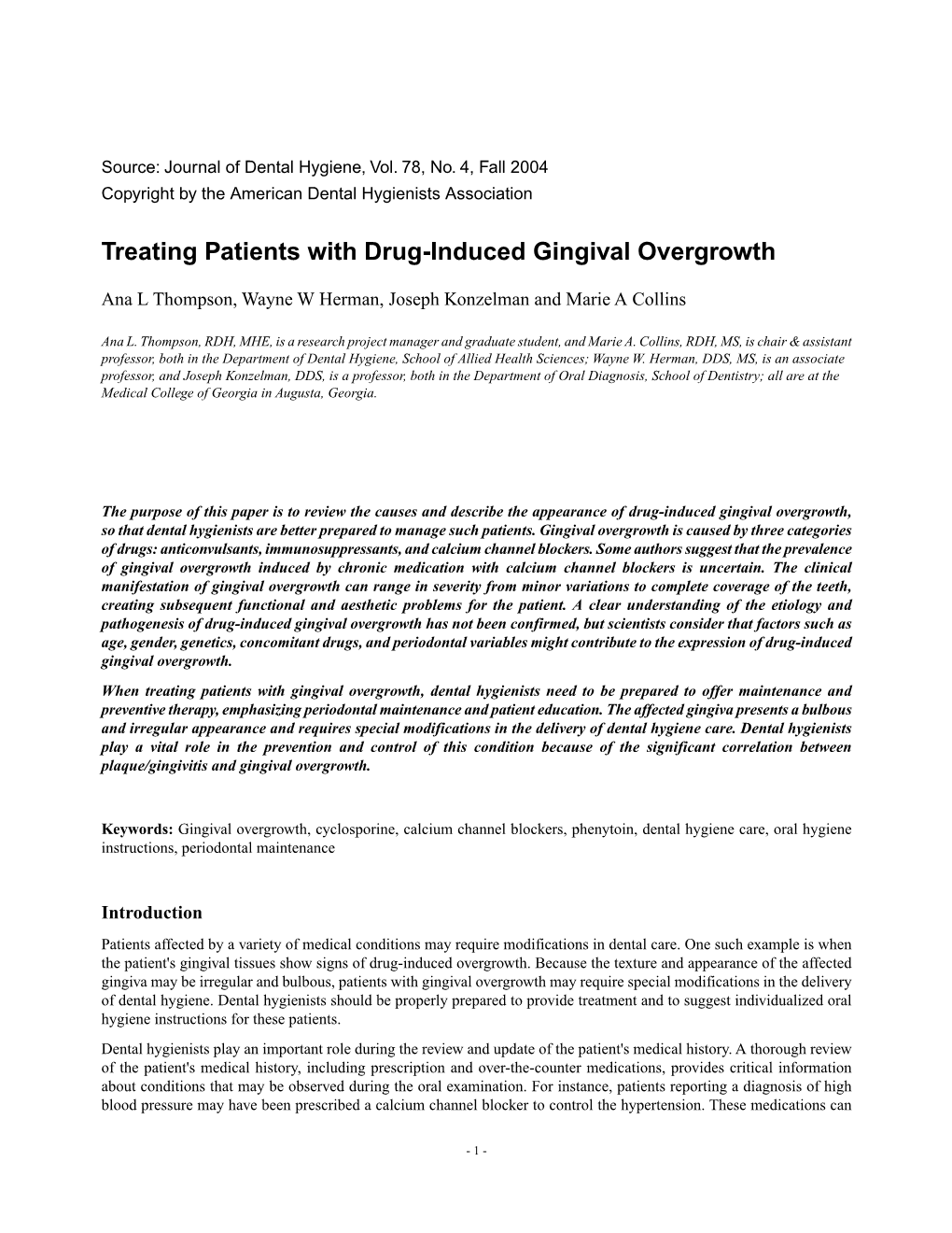 Treating Patients with Drug-Induced Gingival Overgrowth