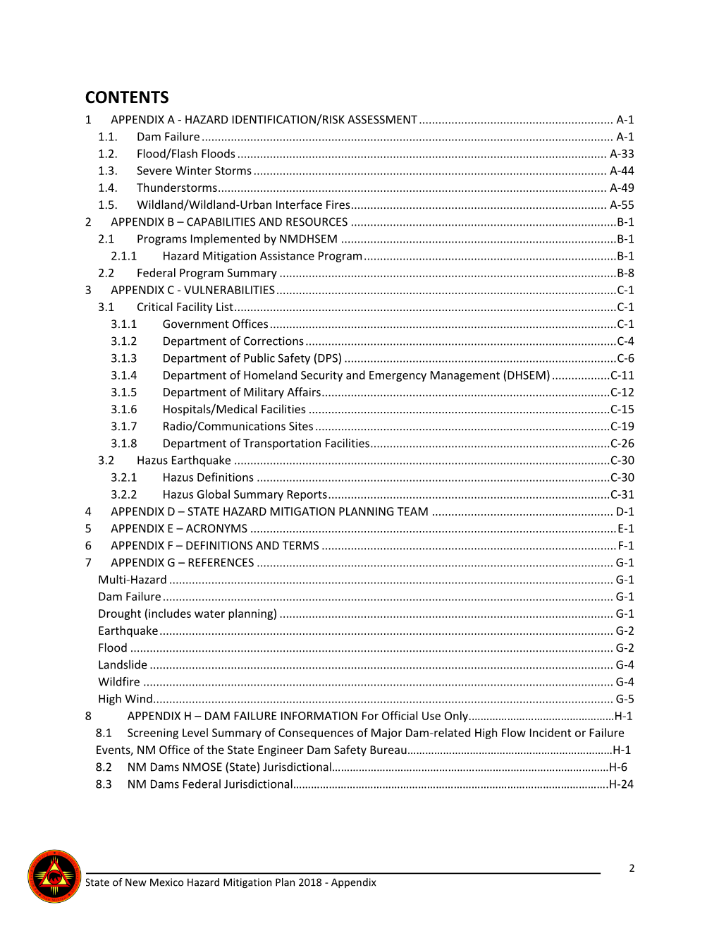 Contents 1 Appendix a - Hazard Identification/Risk Assessment