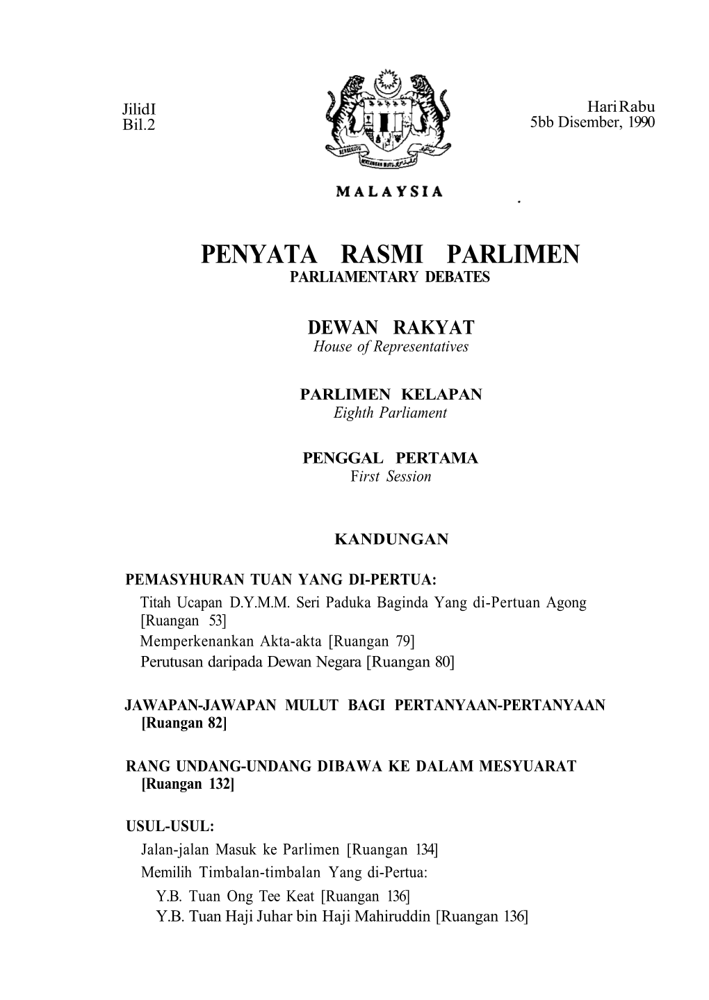 Penyata Rasmi Parlimen Parliamentary Debates