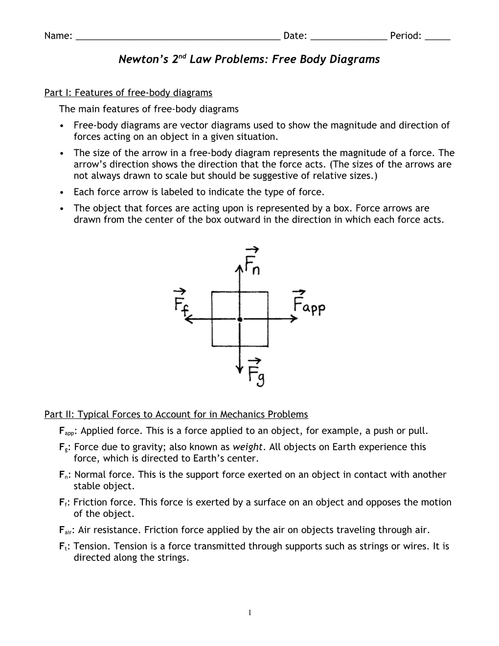 Newton S 2Nd Law Problems: Free Body Diagrams