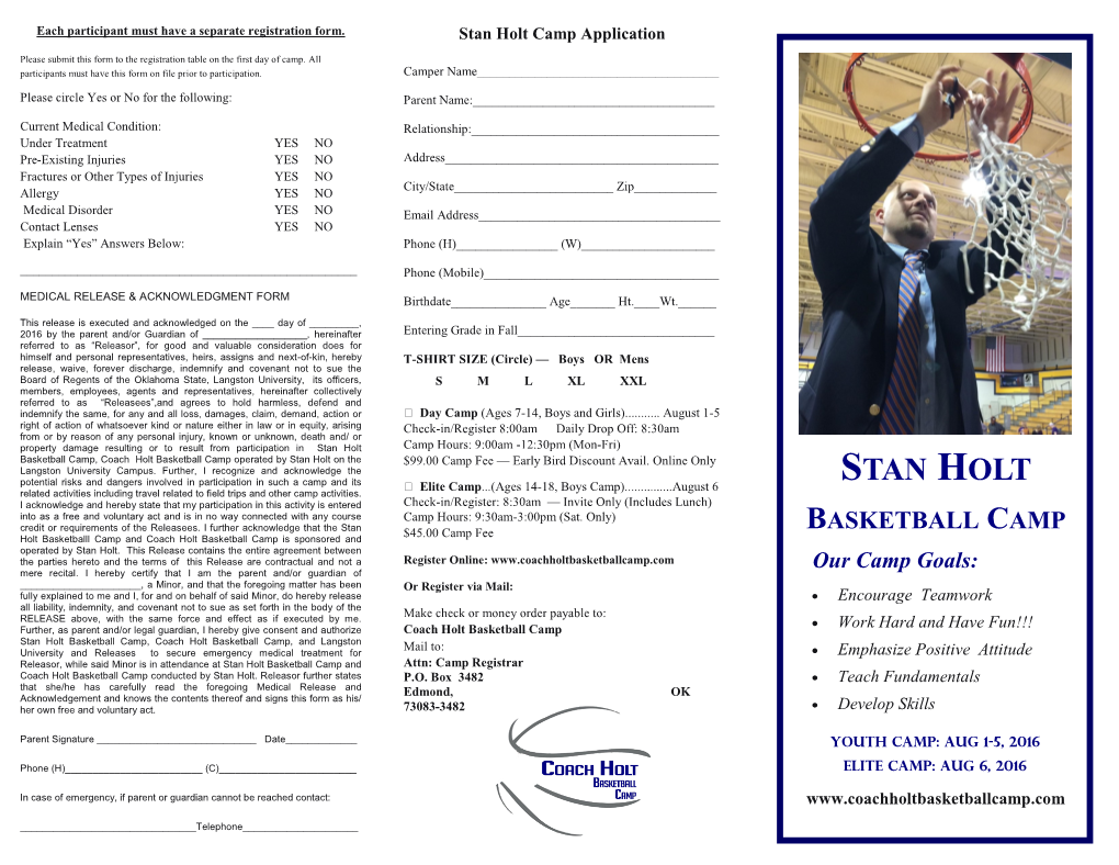 Stan Holt Camp Application