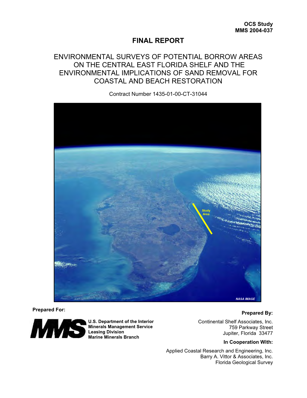 Environmental Surveys of Potential Borrow Areas on the Central East