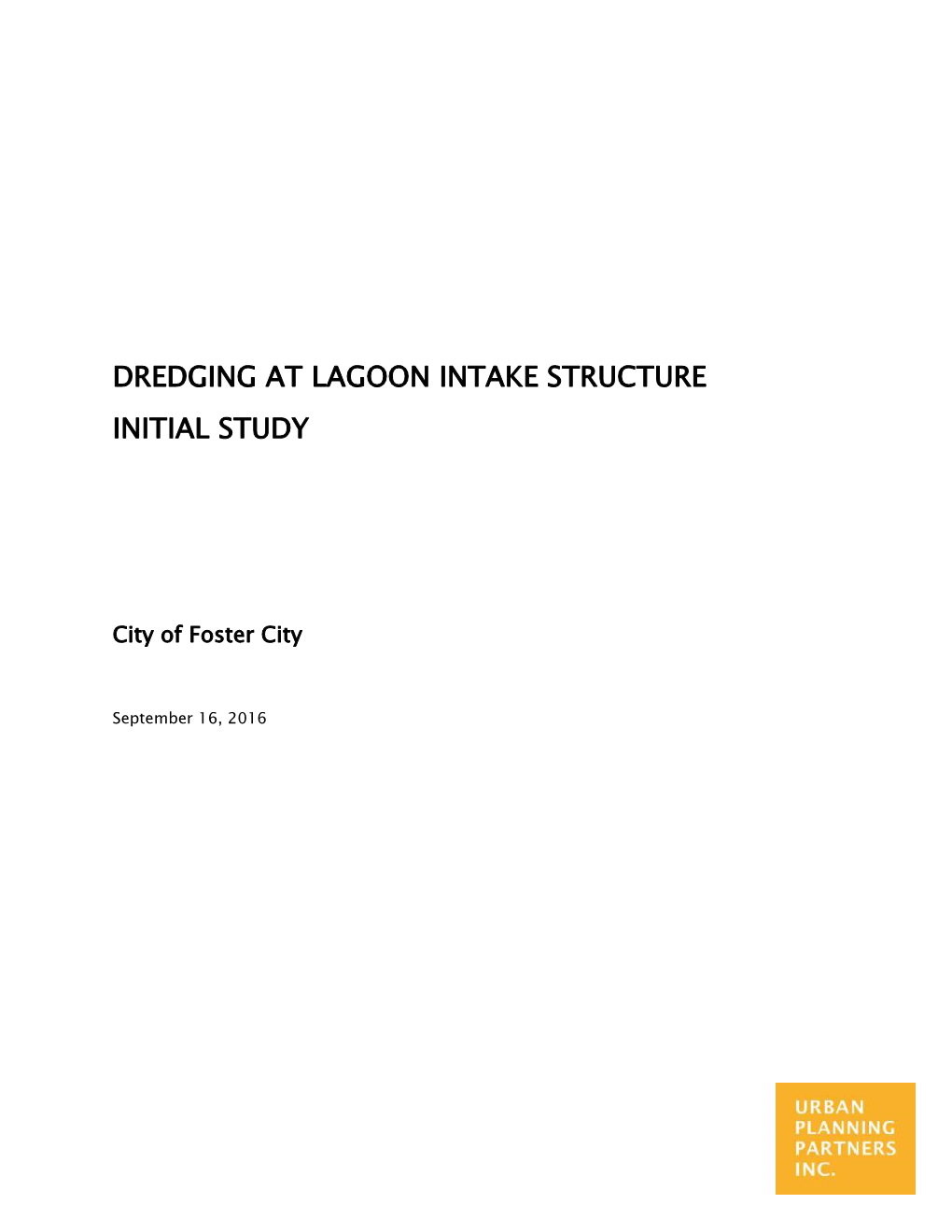 Dredging at Lagoon Intake Structure Initial Study