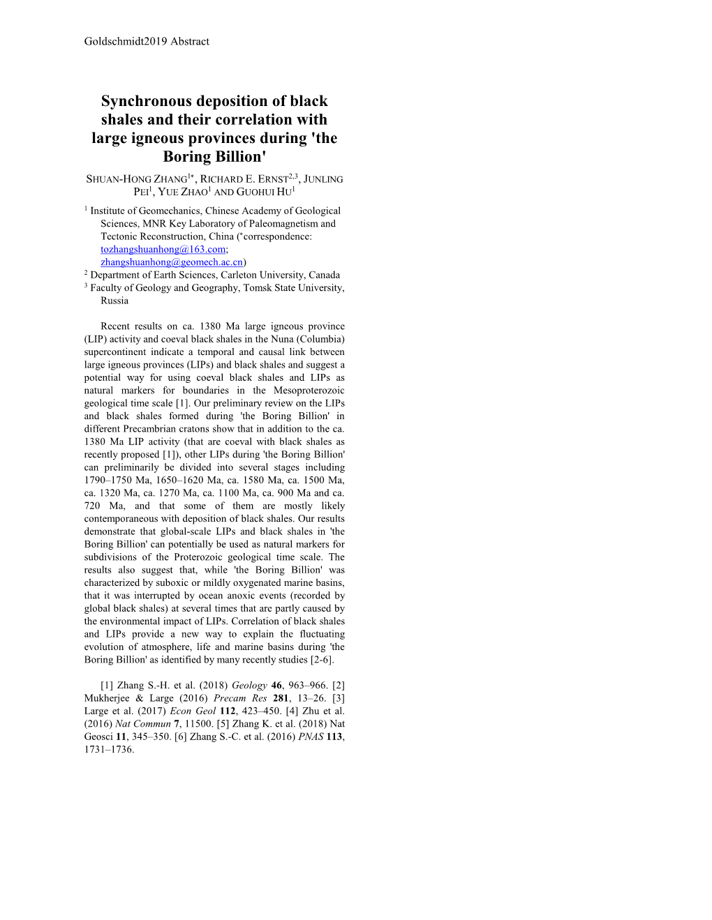 Synchronous Deposition of Black Shales and Their Correlation with Large Igneous Provinces During 'The Boring Billion'