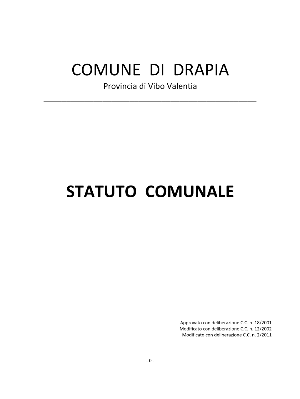 Comune Di Drapia Statuto Comunale