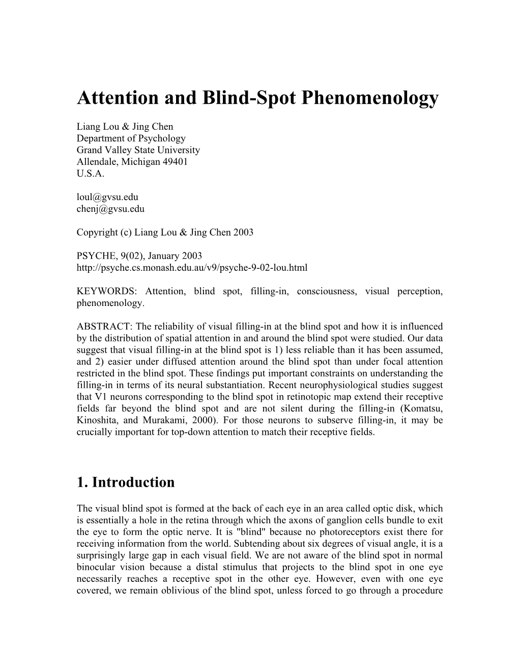 Attention and Blind-Spot Phenomenology