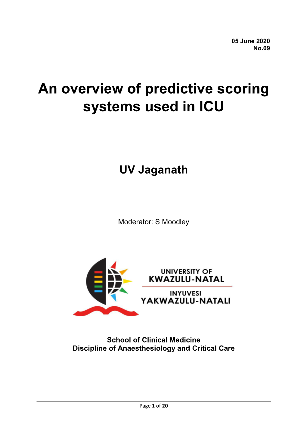 An Overview of Predictive Scoring Systems Used in ICU