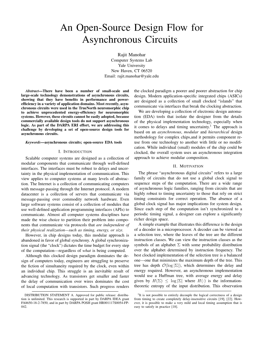 An Open-Source Design Flow for Asynchronous Circuits