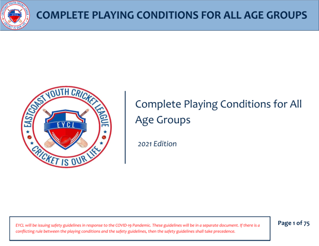 EYCL Complete Playing Conditions