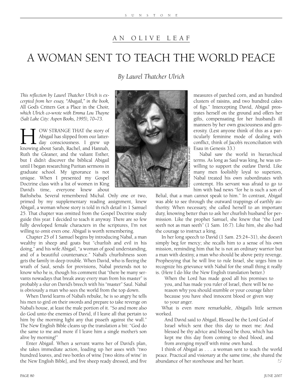 A Woman Sent to Teach the World Peace