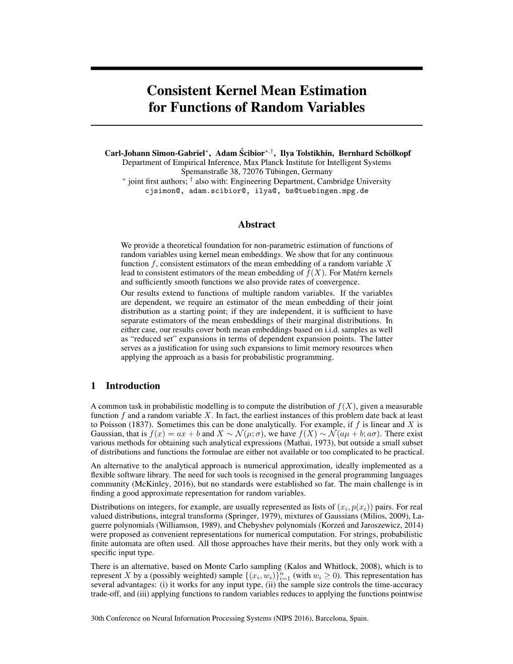 Consistent Kernel Mean Estimation for Functions of Random Variables