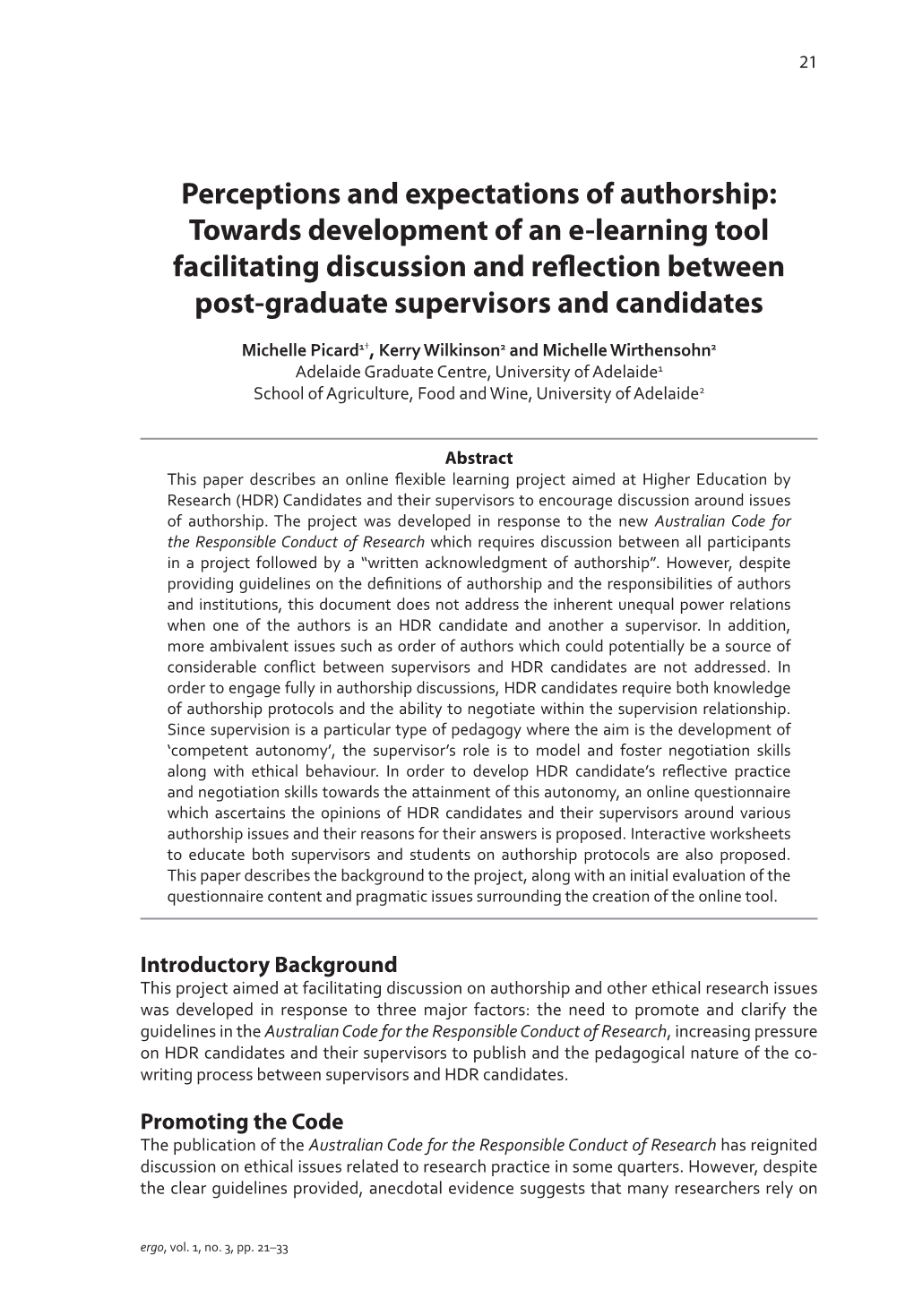 Perceptions and Expectations of Authorship: Towards Development of an E-Learning Tool Facilitating Discussion and Reflection