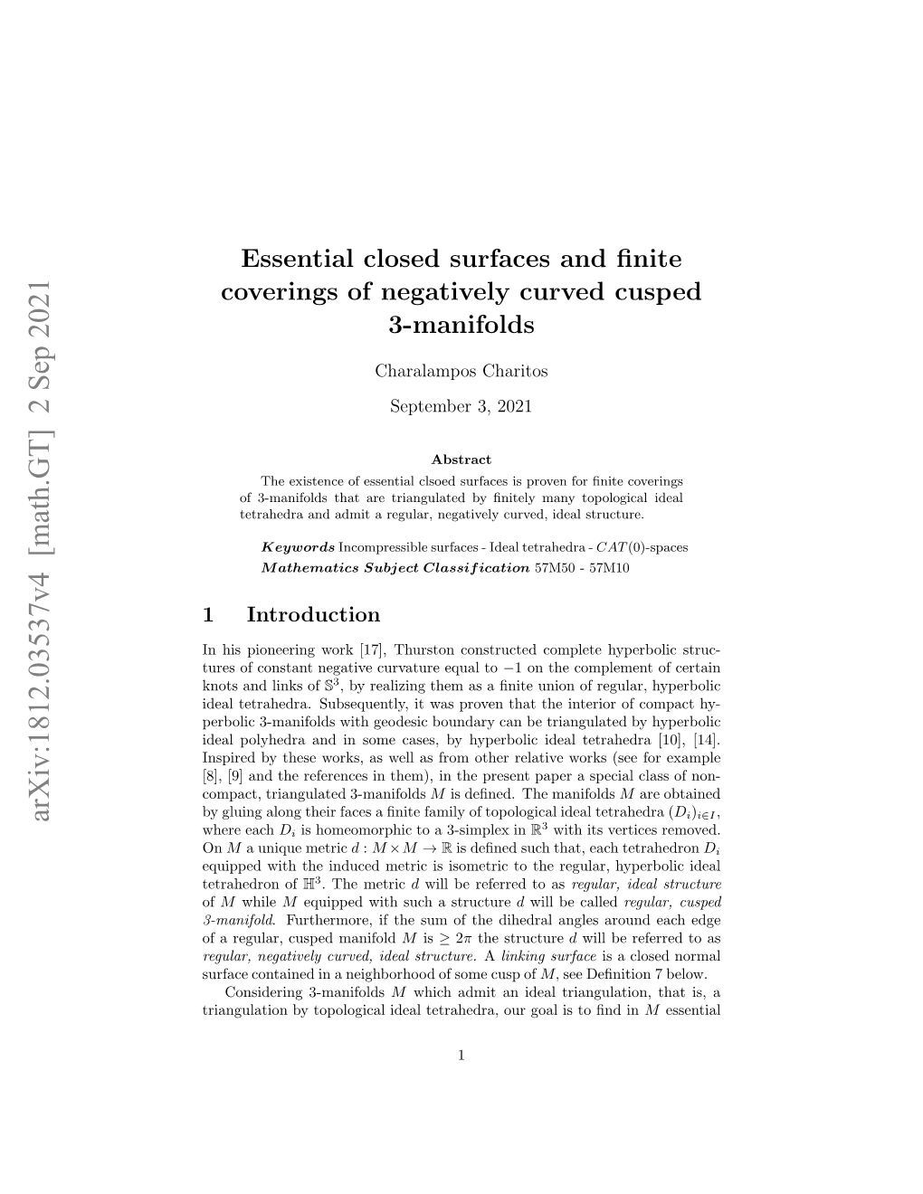 Incompressible Surfaces and Finite Coverings of Negatively Curved