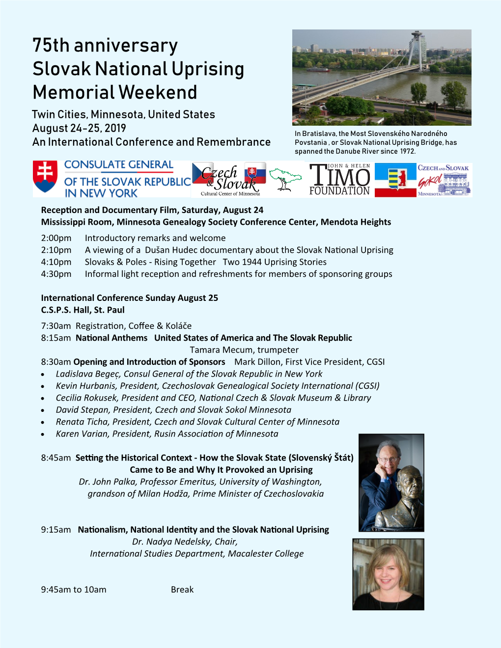 75Th Anniversary Slovak National Uprising Memorial Weekend