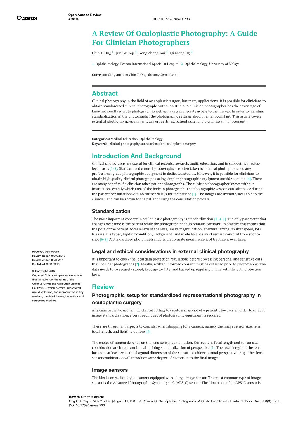 A Review of Oculoplastic Photography: a Guide for Clinician Photographers
