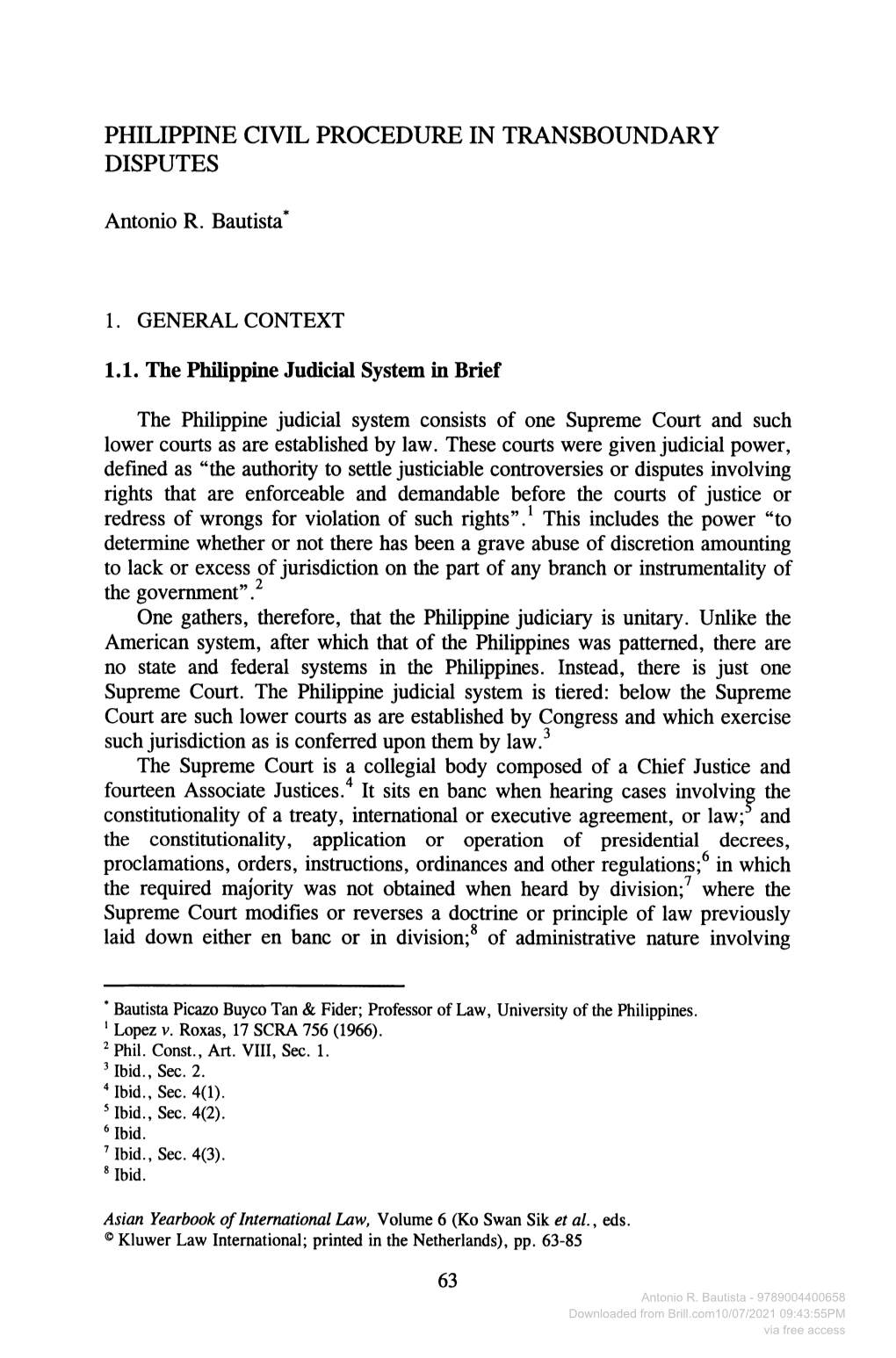 Philippine Civil Procedure in Transboundary Disputes