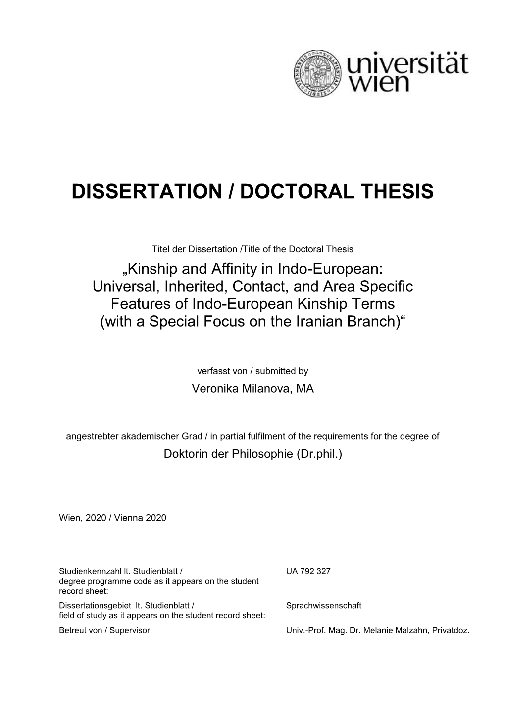 Dissertation / Doctoral Thesis