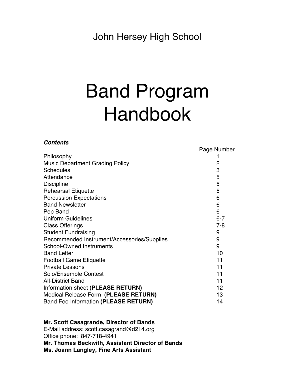 Band Program Handbook