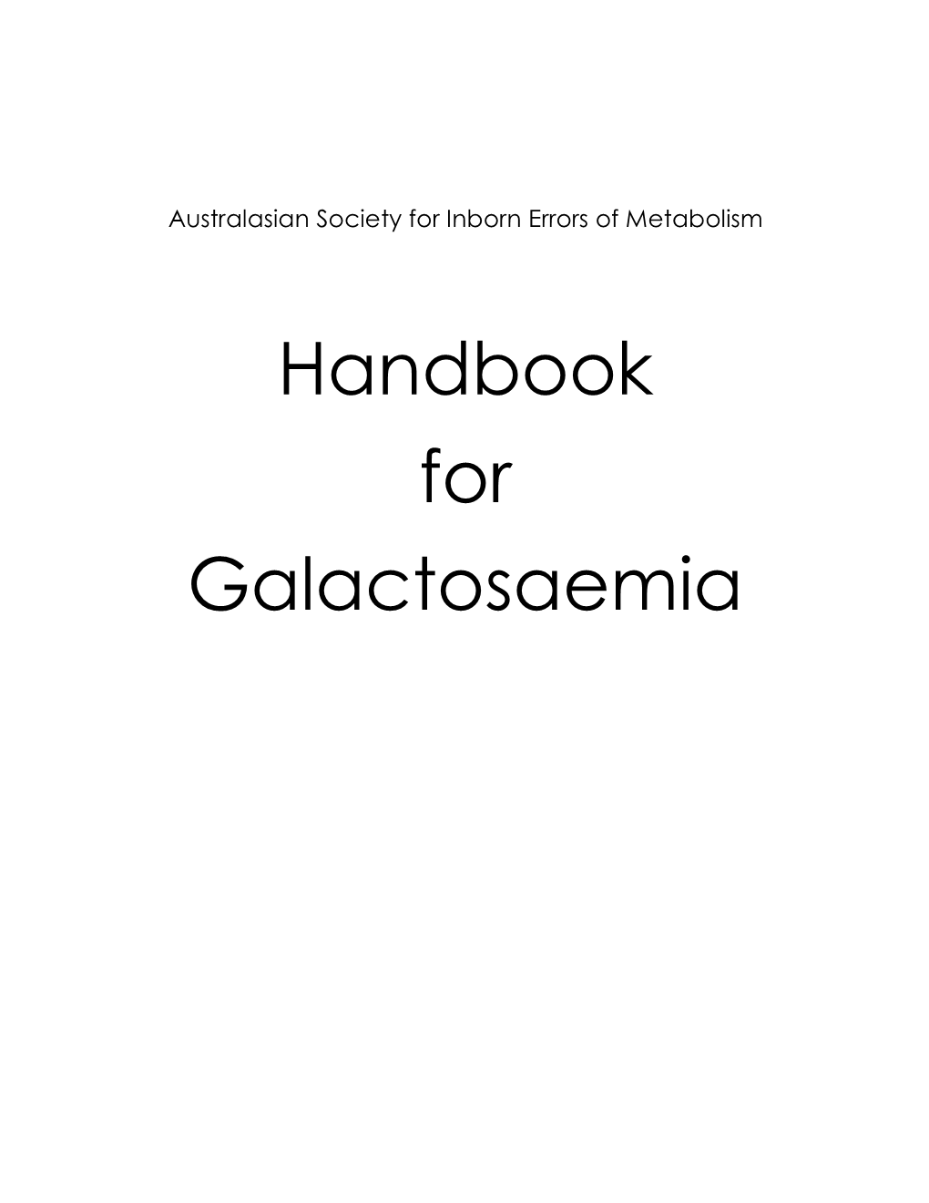 Handbook for Galactosaemia