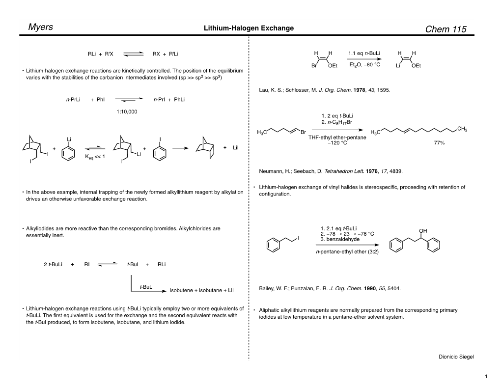 Lithium Halogen Exchange #1 Revised