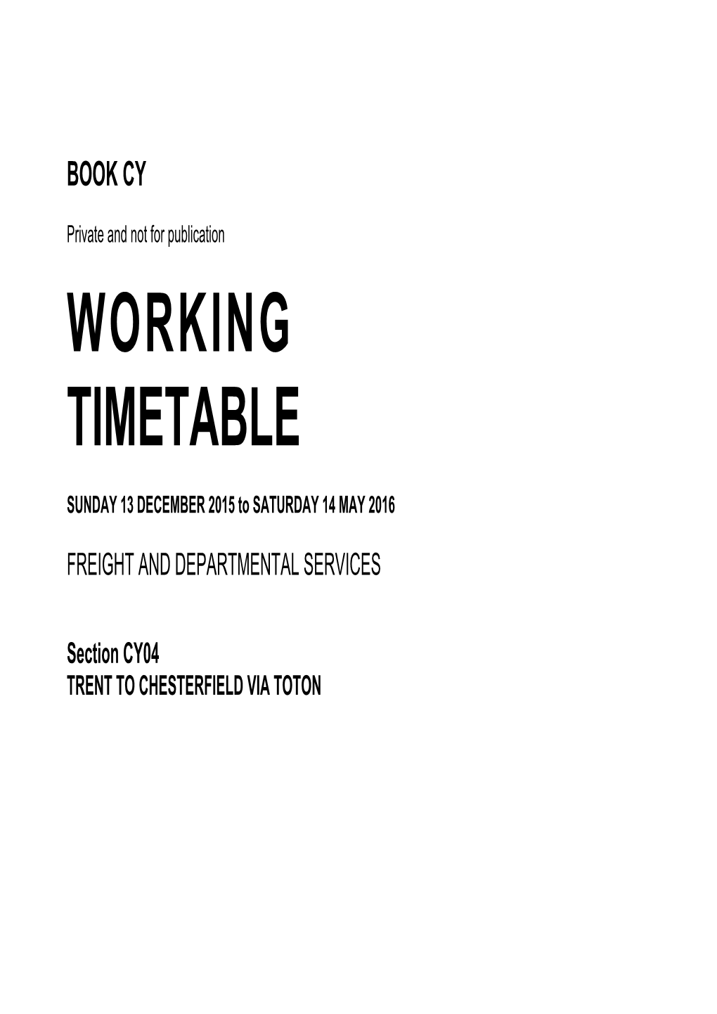 Working Timetable