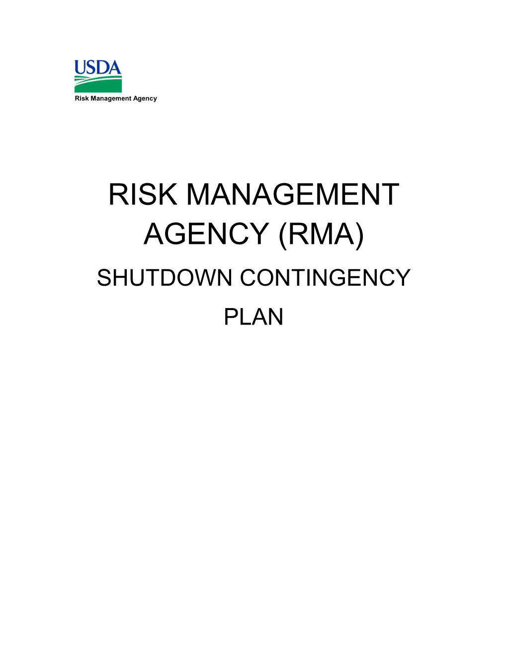 Risk Management Agency Shutdown Contingency Plan