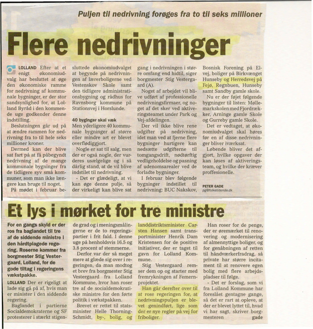 Flere Nedrivninger