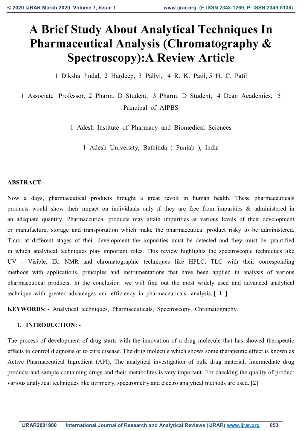 Chromatography & Spectroscopy