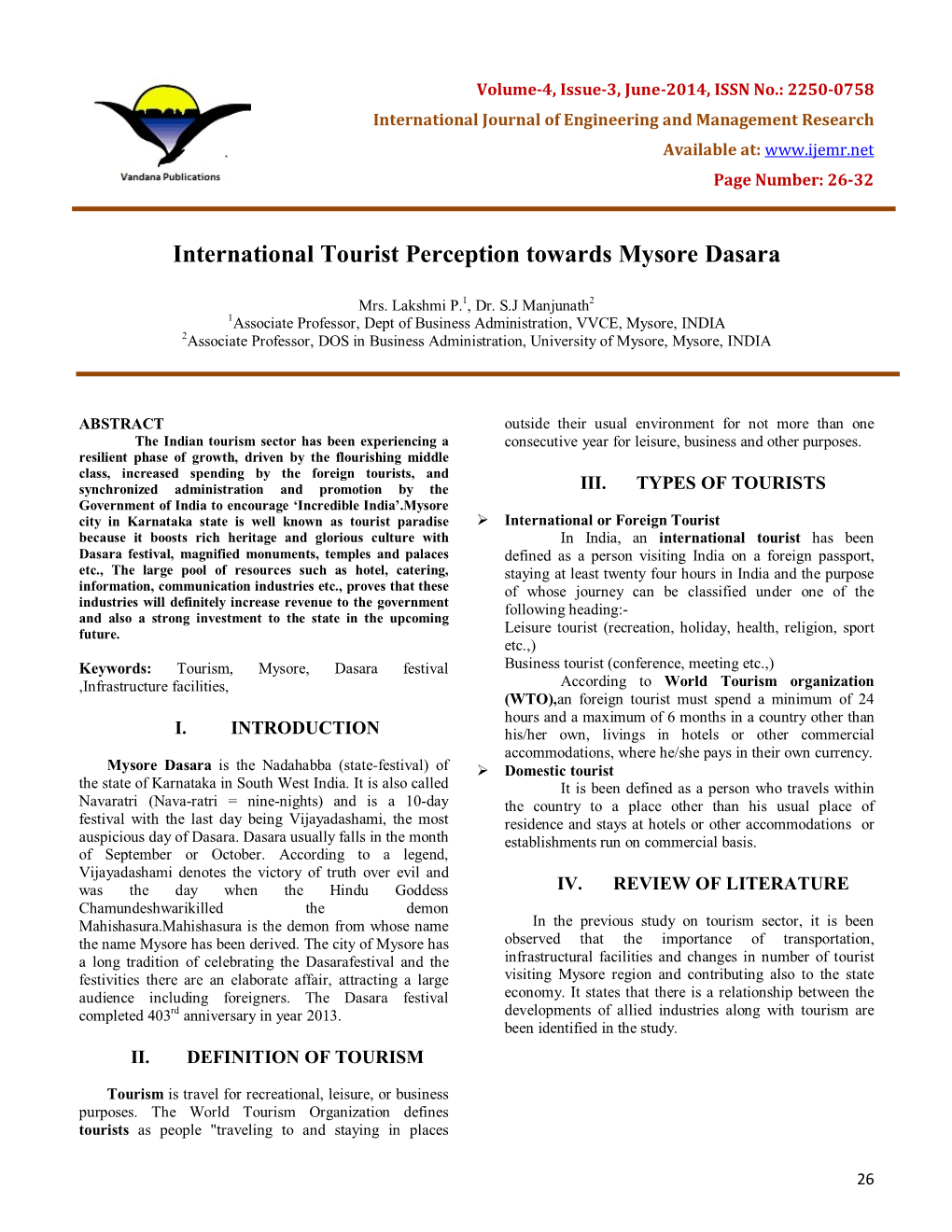 International Tourist Perception Towards Mysore Dasara