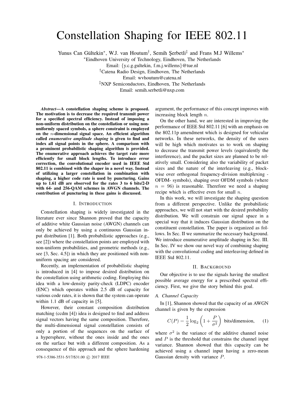 Constellation Shaping for IEEE 802.11