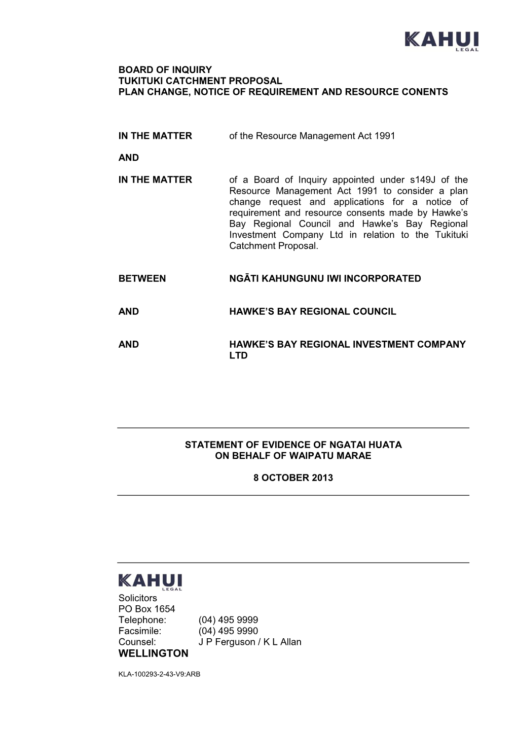 Ngati-Kahungunu-Iwi-Incorporated-And-Others-Evidence-Ngatai-Huata.Pdf
