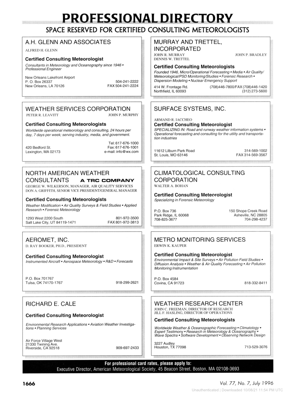 Professional Directory Space Reserved for Certified Consulting Meteorologists