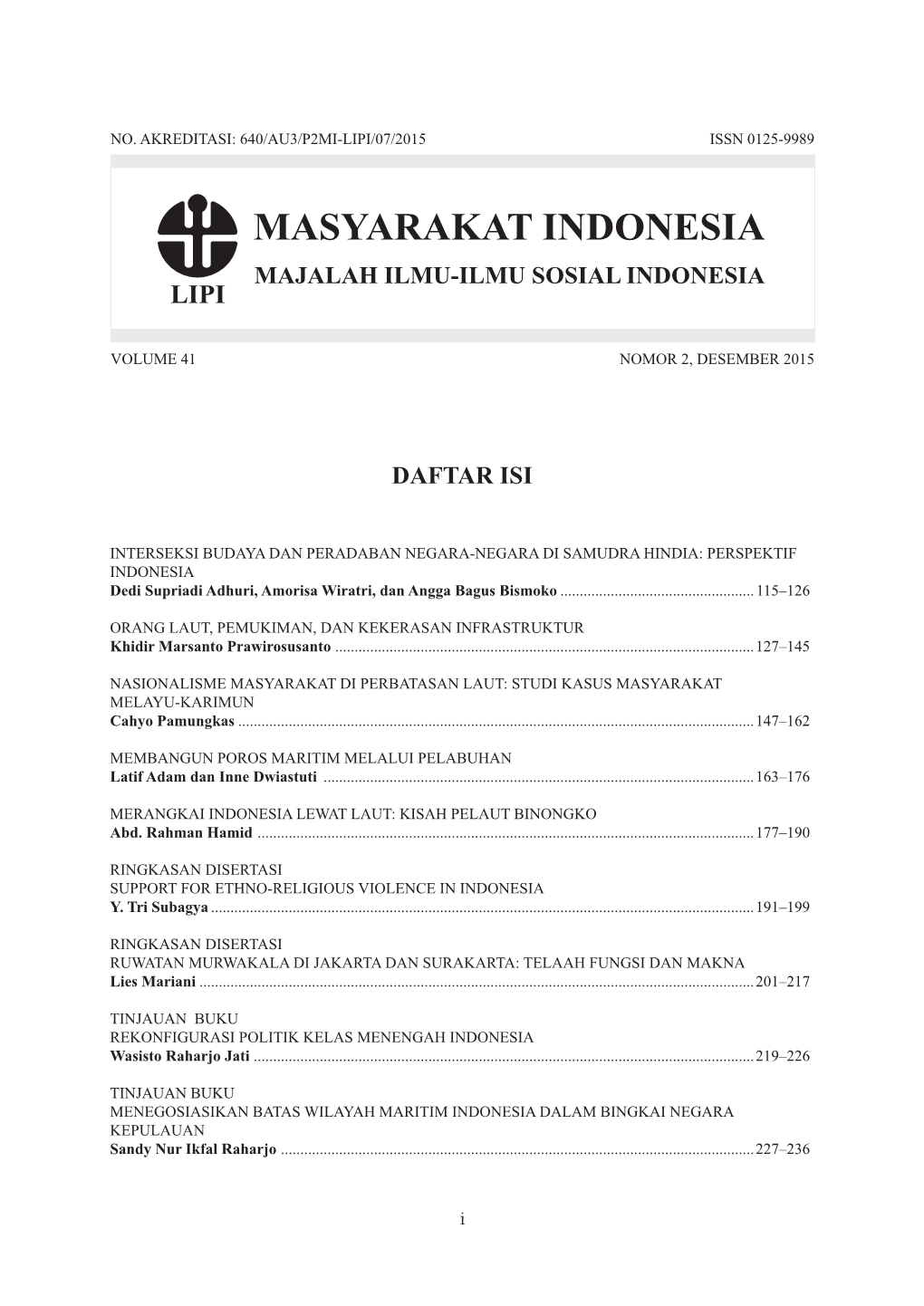 Masyarakat Indonesia Majalah Ilmu-Ilmu Sosial Indonesia