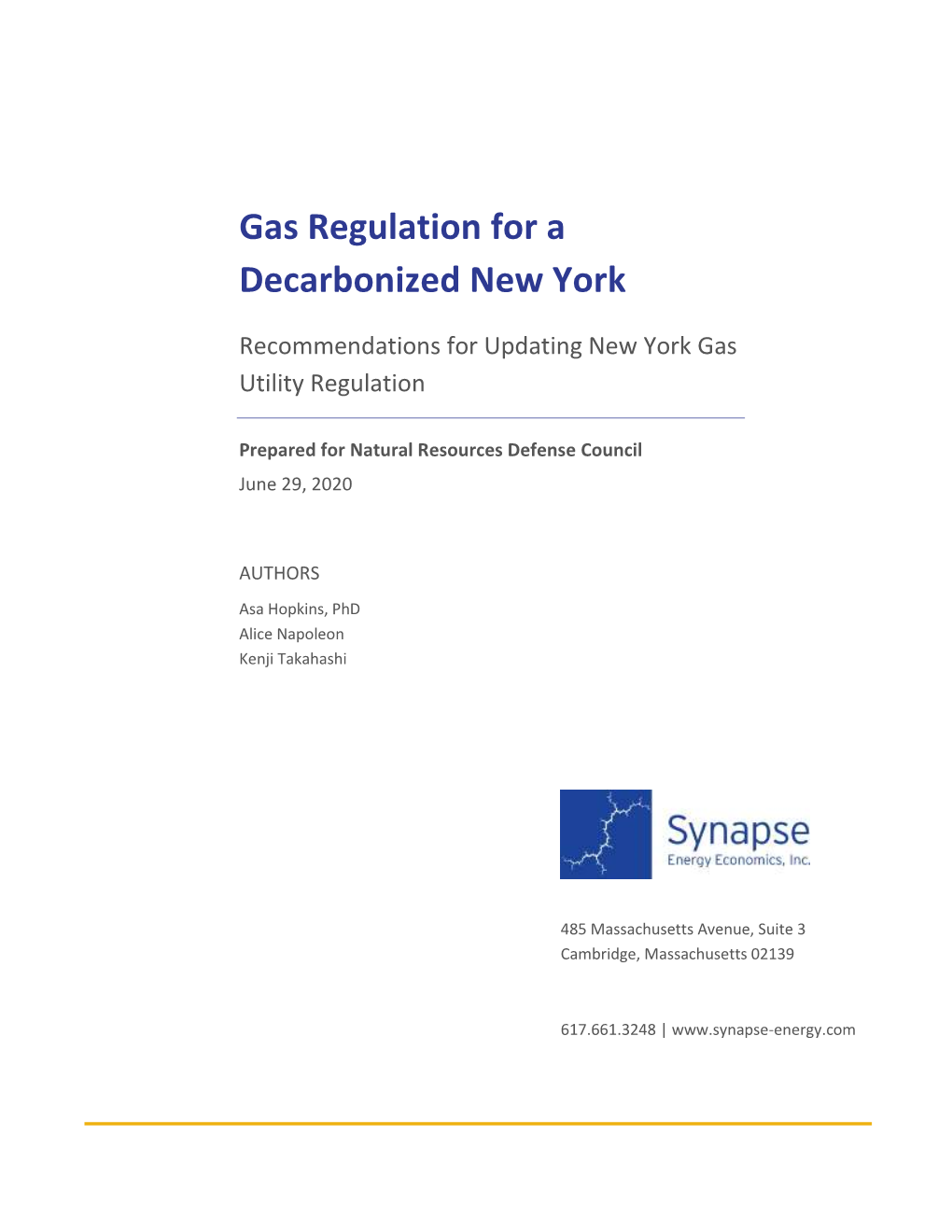 Gas Regulation for a Decarbonized New York