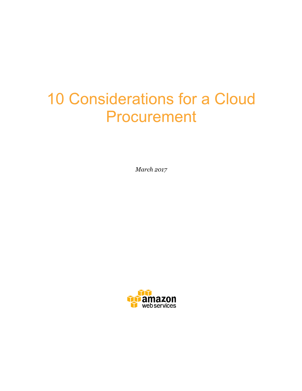 10 Considerations for a Cloud Procurement