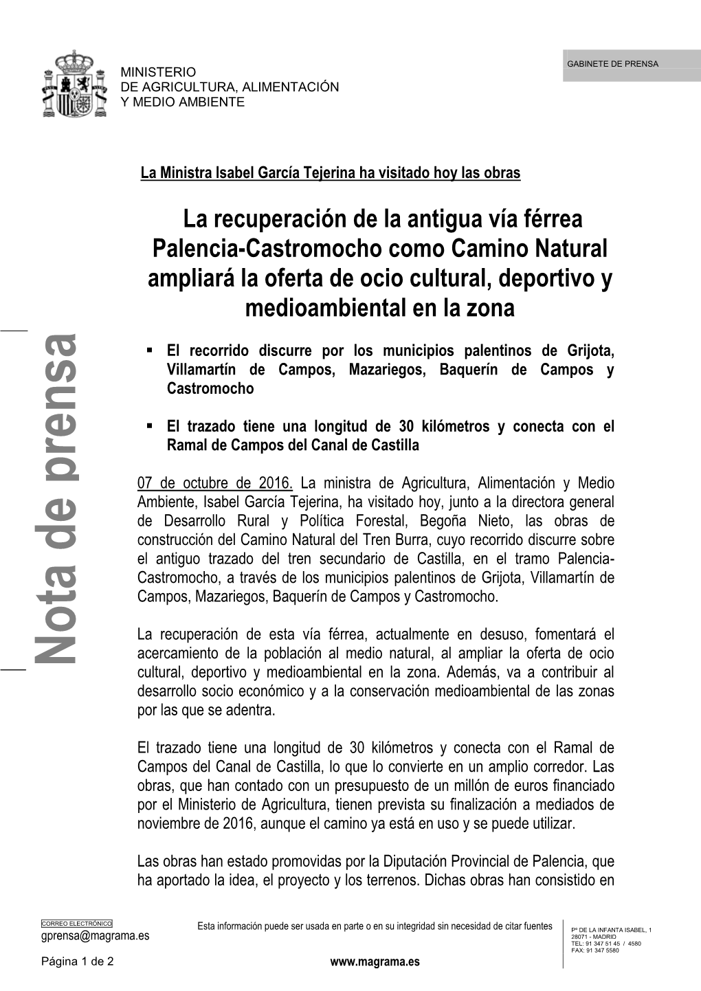 Nota De Prensa De Nota Cultural, Deportivo Y Medioambiental En La Zona