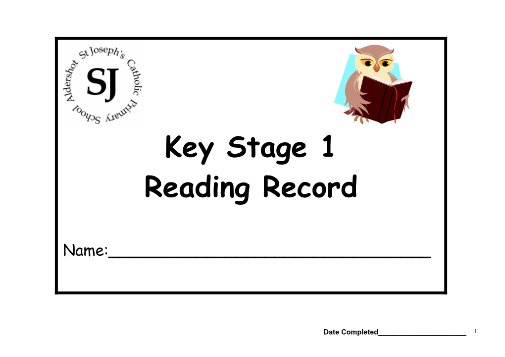 Key Stage One Reading Record