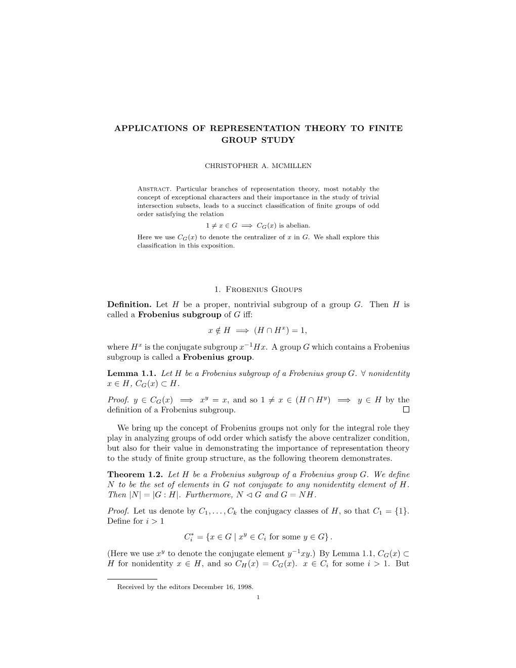 Applications of Representation Theory to Finite Group Study