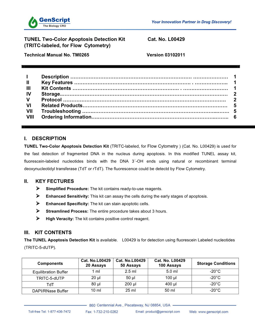 TUNEL Two-Color Apoptosis Detection Kit Cat. No. L00429 (TRITC-Labeled, for Flow Cytometry)