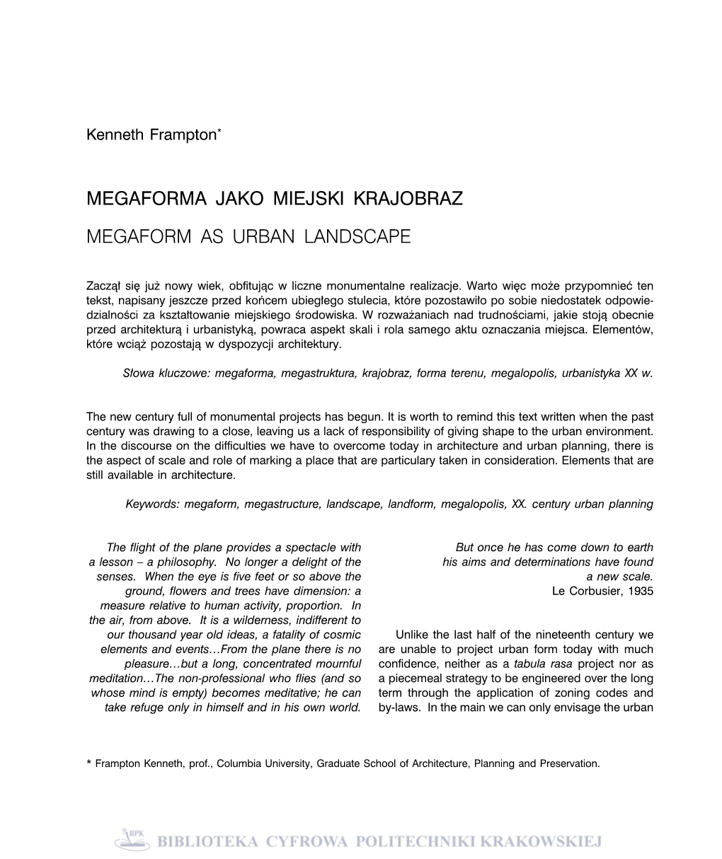 Megaforma Jako Miejski Krajobraz