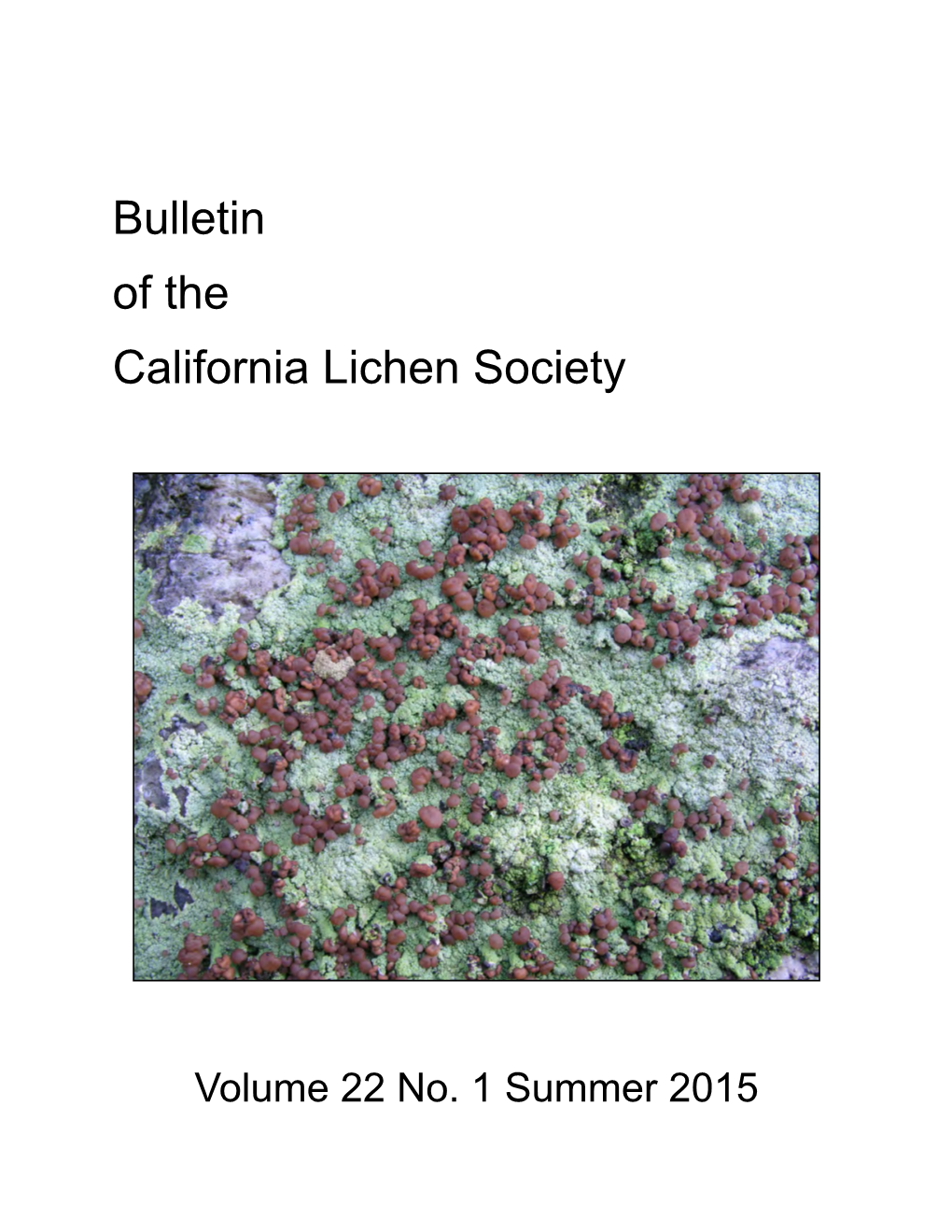 Bulletin of the California Lichen Society