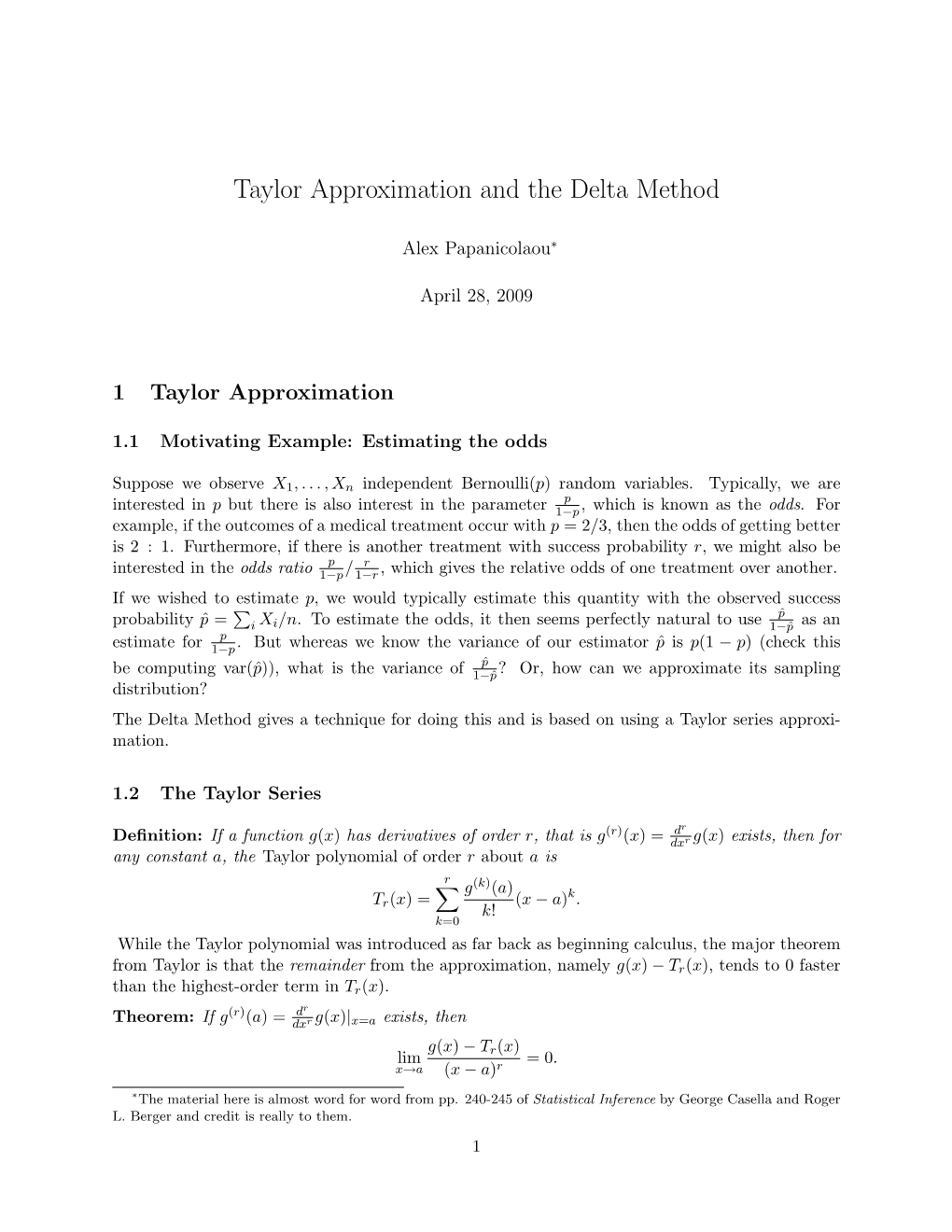 Taylor Approximation and the Delta Method