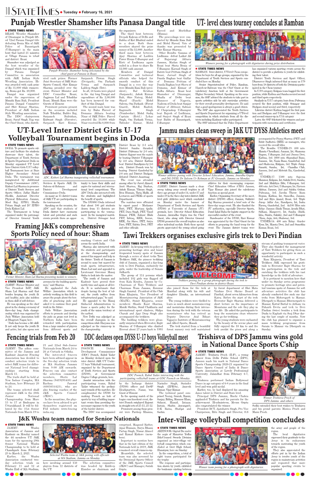 Punjab Wrestler Shamsher Lifts Panasa Dangal Title UT- Level Chess Tourney Concludes at Ramban „ STATE TIMES NEWS the Organisers