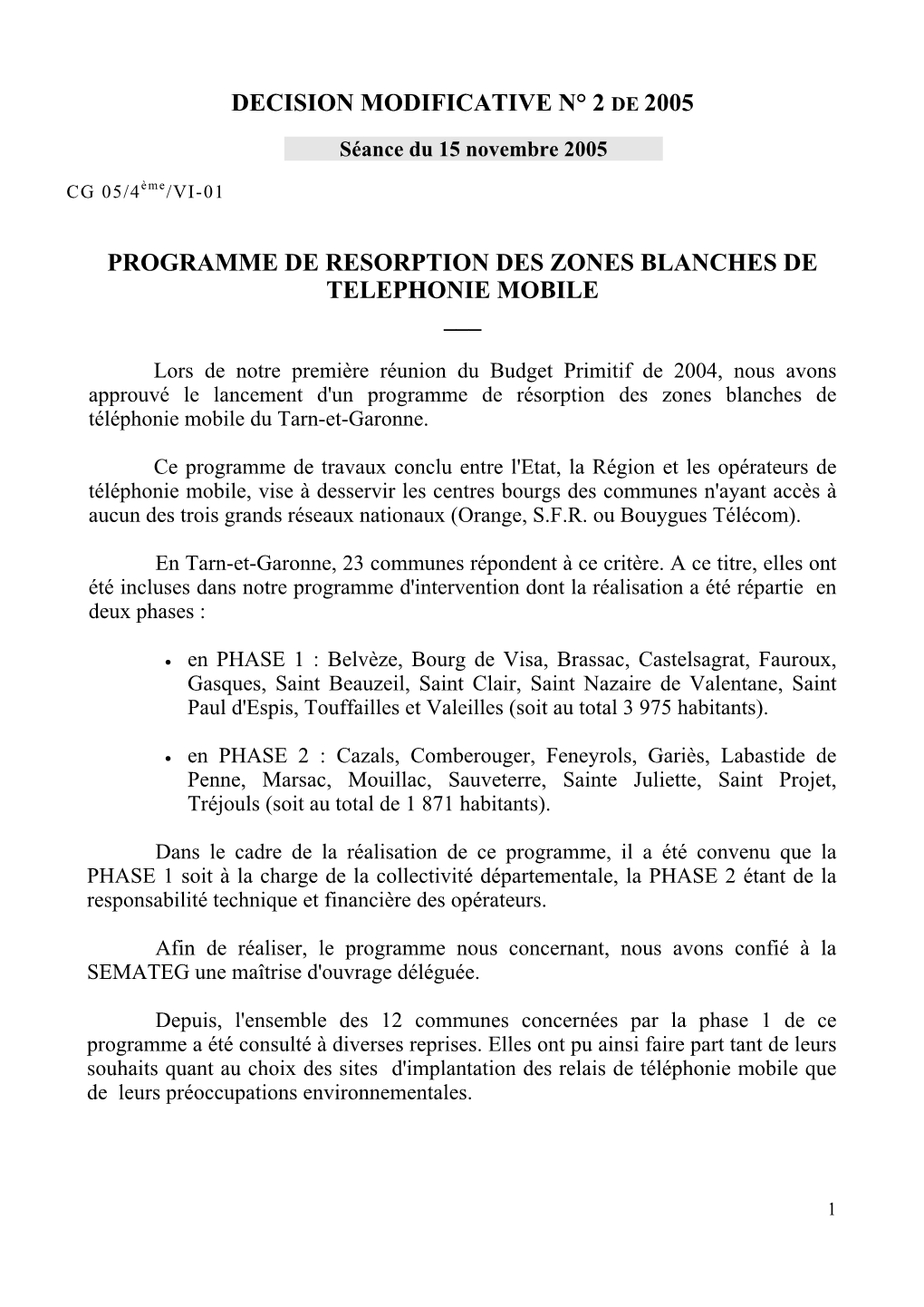 Decision Modificative N° 2 De 2005 Programme De