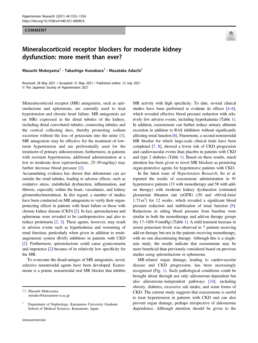 Mineralocorticoid Receptor Blockers for Moderate Kidney Dysfunction: More Merit Than Ever?