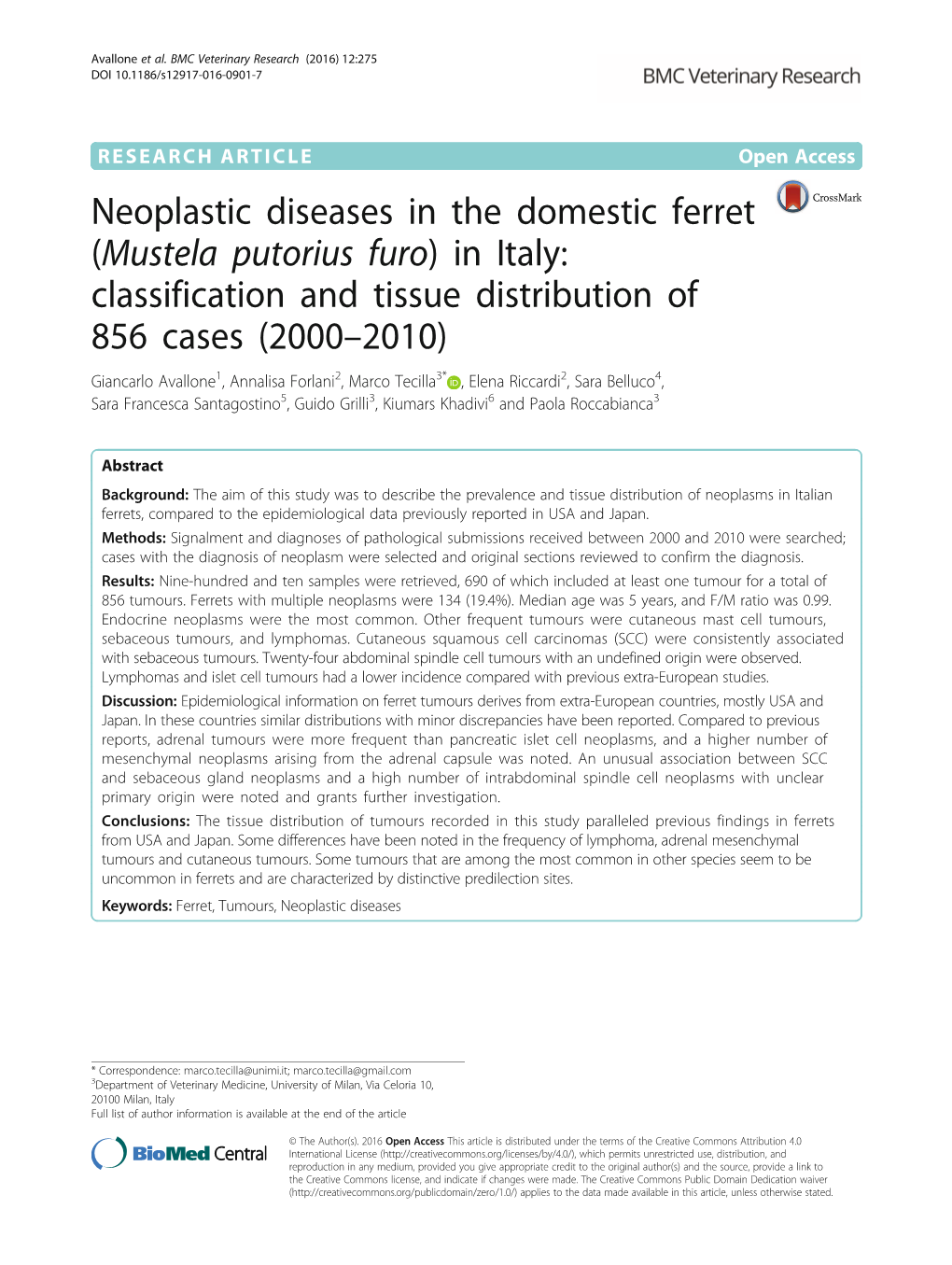 Neoplastic Diseases in the Domestic Ferret