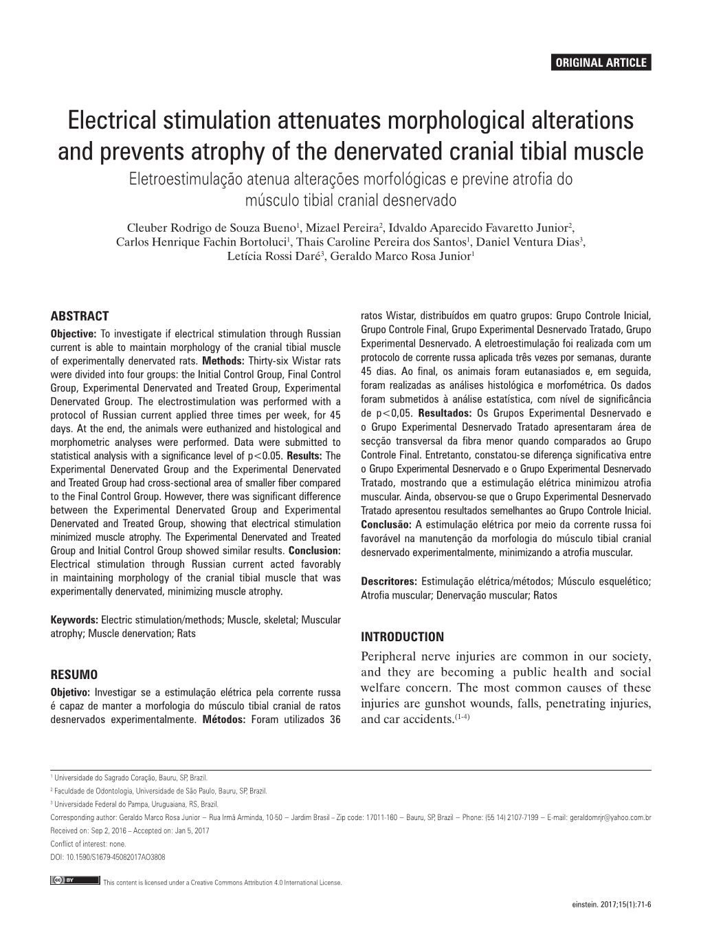 Electrical Stimulation Attenuates Morphological Alterations